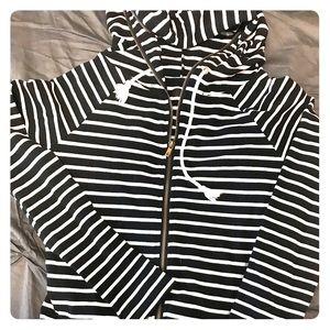 Black & White Striped Zip Up